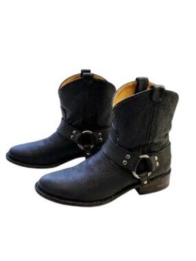 FRYE Harness 8R Black Leather Engineer Boots Size 6 Made in Mexico